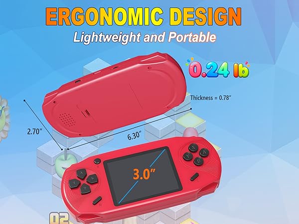 Portable handheld game console for kids