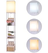 Gupuzm Floor Lamp with Shelves, Modern Square Standing Lamp with 3 Color Temperature Bulb, Corner...