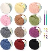 Coopay 12 Skein Wool Yarn for Crocheting - #4 Worsted Weight Wool Yarn | Wool Yarn for Knitting, ...