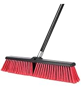 18 inches Push Broom Outdoor Garden Broom with 63" Long Handle for Deck Driveway Garage Yard Pati...