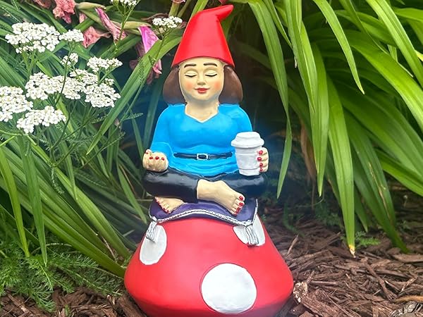 Gnometastic gnomes lady Zen Gnome, 9 inch tall garden gnome stature for yard