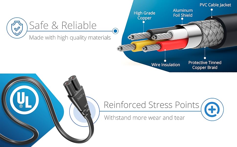 PWR+ 2 Prong Power Cord C7 to Nema 15p Cable