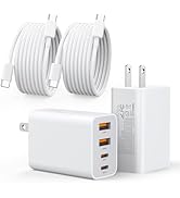 40W USB C Charger, 2 Pack 4-Port PD Power Adapter + QC Wall Plug Multiport Type C Charging Block ...