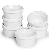 ONTUBE MIni Porcelain Ramekins Souffle Bowl,Oven Safe, Set of 6 (1-OZ, White)