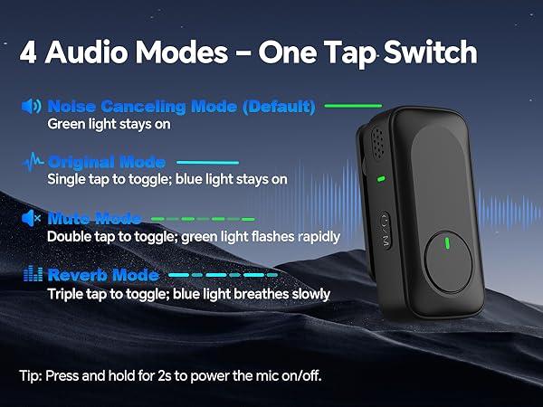 4 sound modes for the microphone