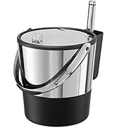Oggi Insulated Ice Bucket, 4 Quart / 3.8 L, Stainless Steel, Black.