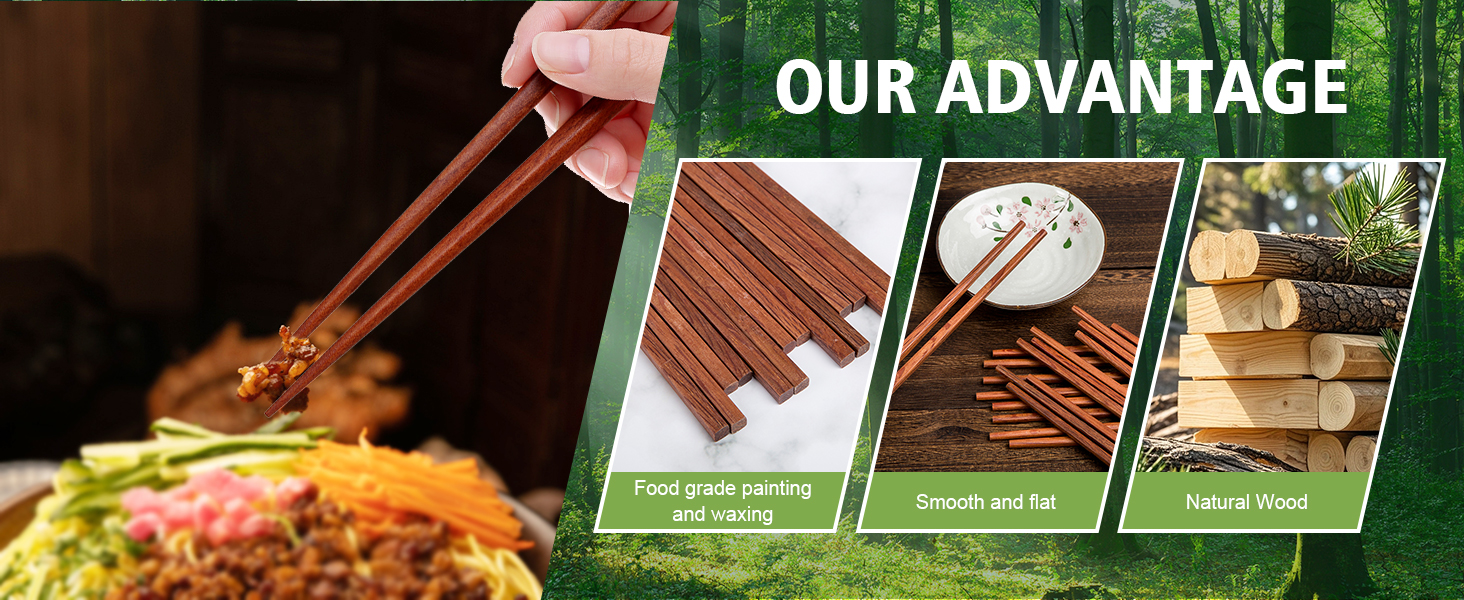 2-1 chop sticks reusable dishwasher safe wood chopstick