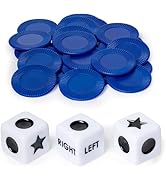Zenarao Left Center Dice Game Set, Innovative Left Right Center Table Game, with 3 Dices and 24 C...