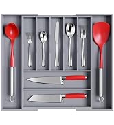 oridom Large Premium Bamboo Silverware Organizer - Expandable Drawer Organizer &amp; Utensil Organize...