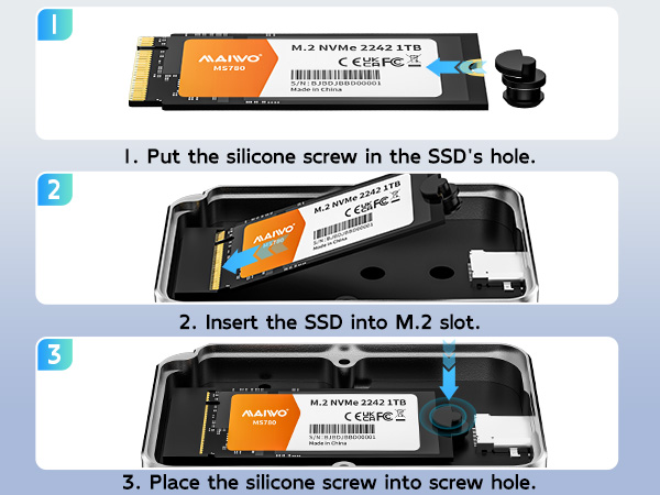 Silicone screws Kit 10pcs for M.2 SSD Mounting on External Enclosure, Silicone Plug Rubber Fastener