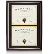 ELSKER&amp;HOME Double Document/Photo Wood Frame-Made for Certificates&amp;Diploma for Two 8.5x11 Inch wi...