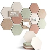 Fluxynara 12-Pack Hexagon Felt Bulletin Board Tiles, Boho-1 | Cork Board Alternative with 60 Adhe...