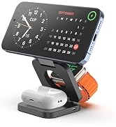 KU XIU X55 Fast Wireless Charger, Magnetic Foldable 3 in 1 Charging Station for iPhone 16/15/14/1...