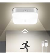 WhitePoplar Upgrade Rechargeable Motion Sensor Closet Light, Rechargeable Battery Operated Ceilin...