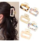 B.PHNE 5 Pack Acetate Square Hair Clips for Women, Small Claw Clips