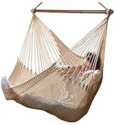 Upgraded Caribbean Hammock Chair with Detachable Metal Bar, Large Hammock Swing Chair, XL Rope Ha...