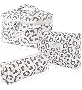Hatende 3Pcs Cotton Quilted Makeup Bag Set,Large Floral Cosmetic Bag,Aesthetic Toiletry Travel Ma...