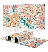 70s Inspired Flower Large Extended Gaming Mouse Pad Pink Flower XXL Mousepad Desk Pad for Keyboar...