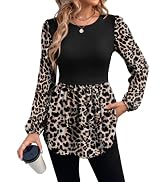 WIHOLL Women's Long Sleeve Tunic Tops Crew Neck Babydoll Peplum Blouses Fall Fashion 2026