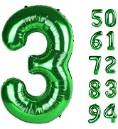 Green 3 Balloon, Number Balloons 40 Inch, 3rd Birthday Decorations for Kids Girls Boys, Men Women...