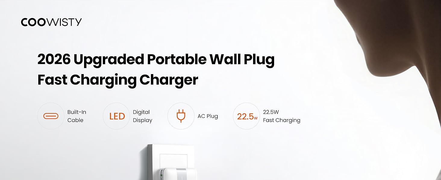 2026 Upgraded Portable Wall Plug Fast Charging Charger-White