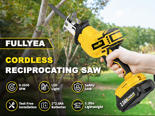 Cordless Reciprocating Saw for Wood/Metal/Plastic Cutting