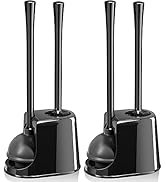 Toilet Plunger and Brush Set, Toilet Brush and Plunger with Ventilated Holder, 2-in-1 Bathroom Cl...