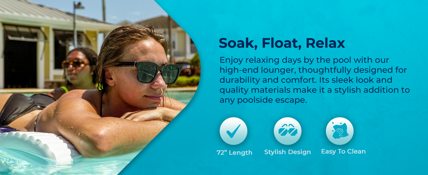 Adult pool float, foam lounger, ultra buoyant, swimming mat for lakes, beaches, water parks.
