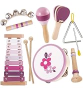 BUYGER Baby Musical Instruments Toy for Toddlers 1-3+, Wooden Montessori Percussion Music Set wit...