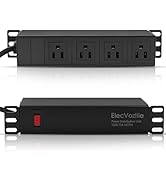 ElecVoztile 10 inch Rack PDU, 4 Rear Outlets, 1020J Surge Protection &amp;15A Overload Switch, 1U Rac...