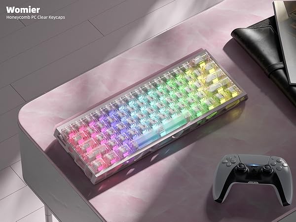 Clear Keycaps, Pink Shine Through Keycaps, Jelly Keycap Transparent keyboard Caps