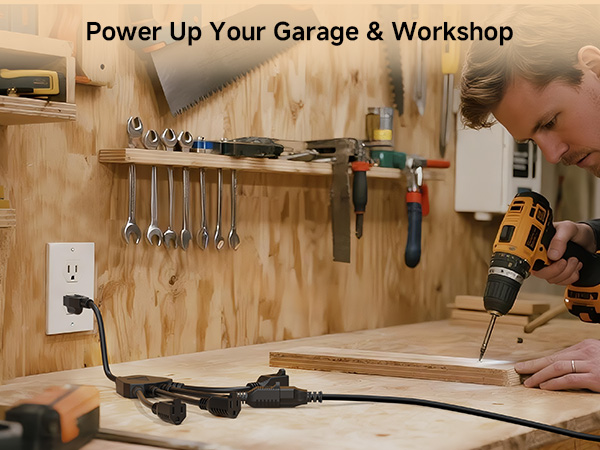 [ETL Listed] Cable Matters 2-Pack 3 Outlet Power Splitter Cord - 1.5ft, NEMA 5-15P to 3X NEMA 5-15R