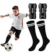 TAGVO Soccer Shin Guards and Socks for Toddler Kids Youth, Lightweight Soccer Shin Pads Protectiv...