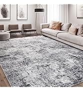 Area Rug Living Room Rugs - 9x12 Large Soft Indoor Neutral Modern Abstract Low Pile Washable Rug ...