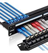 Lysymixs 24 Port RJ45 Patch Panel Cat6 Feed Through, Coupler Network Patch Panel 19 Inch, Inline ...