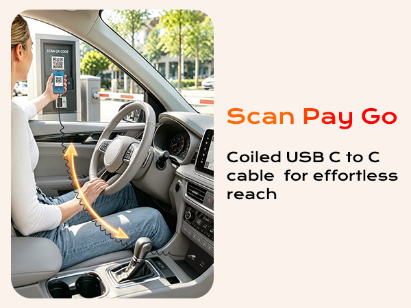 Scan Pay Go:Coiled USB C to C cable for effortless reach