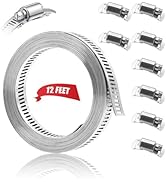 Dianrui DIY Hose Clamps 12FT 304 Stainless Steel Metal Strap + 8PCS Stronger Fasteners Assortment...