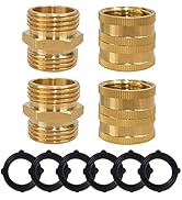 Hourleey Garden Hose Adapter, 3/4 Inch Solid Brass Hose Connectors Adapters, Male to Male, Female...
