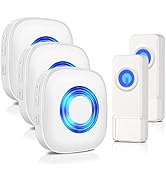 Wireless Doorbell with 3 Receivers 2 Buttons, PHYSEN Waterproof Door Bell Kits for Home Classroom...