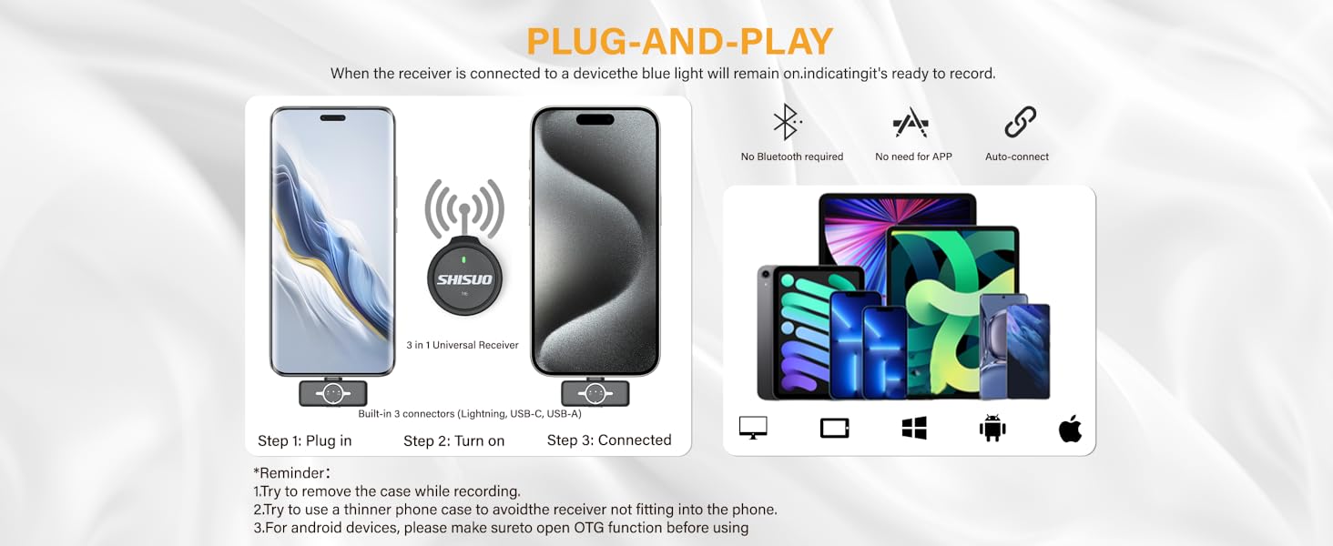 echargeable wireless lapel microphone charging case 40h long battery life