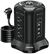 Power Strip Surge Protector Tower- 9 AC Multiple Outlets with 4 USB Ports (1 USB C),10 Ft Long He...