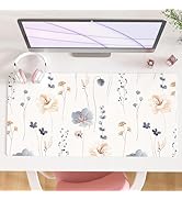 QIYI Large Mouse Pad, Floral Desk Mat for Desktop, Women Girls PU Leather Waterproof Gaming Mouse...