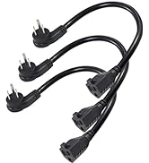 [3 Pack] 8inch Flat Plug Short Power Extension Cord - Black Low Profile Flat Plug Short 3 Prong G...