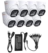 TIGERSECU 5MP Wide Angle Dome Security Camera Bundle 8-Pack