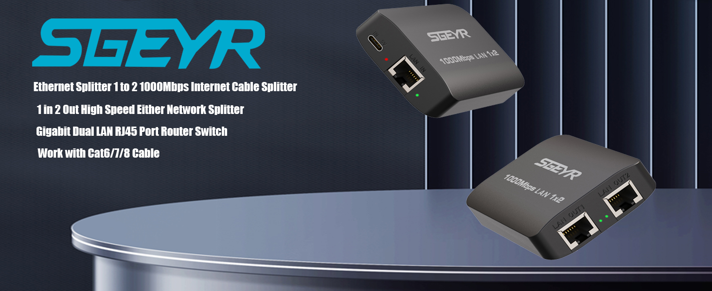 Gigabit Ethernet Splitter 1 to 2