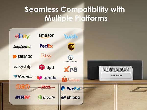 Bluetooth Thermal Shipping Label Printer, 4x6 Wireless Thermal Address Label