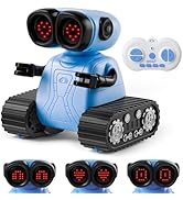 SGILE Remote Control Robot Toys with Music and Led Emojis Eyes, Auto-Demonstration, RC Rechargeab...