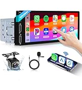 Podofo 6.86inch Single Din Radio with Wireless Carplay Android Auto,1280x480 HD Touch Screen 5.1 ...