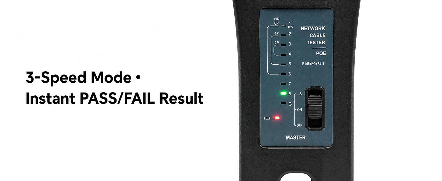 3-in-1 RJ45 BNC RJ11 cable tester,POE protected,master-slave set for network wiring fault test.