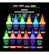 ARTME Glow in The Dark Paint, Glow Paint Set of 12 Bright Colors 30ml/1oz, Long Lasting Glow Fluo...